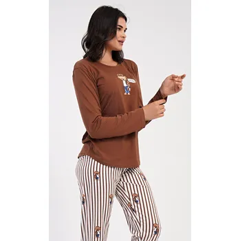 Dámské pyžamo Vienetta Dámské pyžamo dlouhé Bear Barva: Hnědá, Velikost: XL