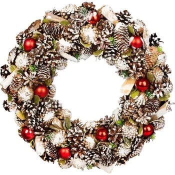 Vánoční stromek Věnec MagicHome Vánoce, závěsný, přírodní, 50 cm