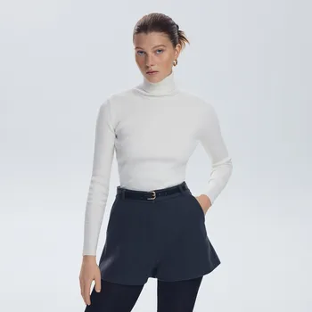 Dámský svetr Reserved - Proužkovaný rolák - krémová - 141GS-01X - 141GS-01X-XL