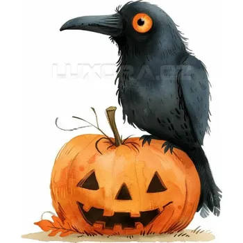 Nášivka Nažehlovačka Dýně a vrána - 6 x 5,5 cm