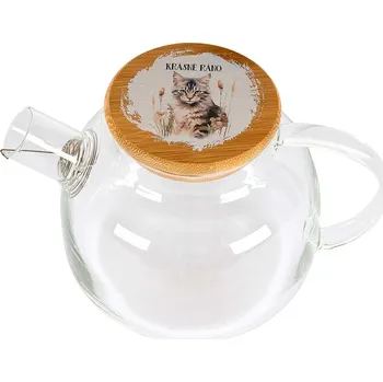 Konvice na čaj Čajová konvice 1 l s potiskem - krásné ráno (kočka v trávě)