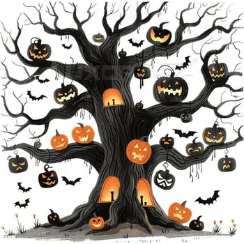 Nažehlovačka Strom s dýněmi Halloween - 12 x 12 cm