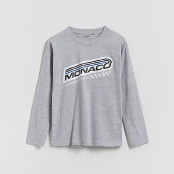 Chlapecká mikina Reserved - Bavlněné tričko s dlouhými rukávy - světle šedá - 053FI-09M - 053FI-09M-116