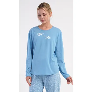 Dámské pyžamo Vienetta Dámské pyžamo dlouhé Natural life Barva: Modrá, Velikost: 2XL