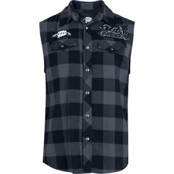 Pánská košile Košile s krátkým rukávem z Ozzy Osbourne - Ozzy Sleeveless Checkshirt - Muži - cerná/šedá