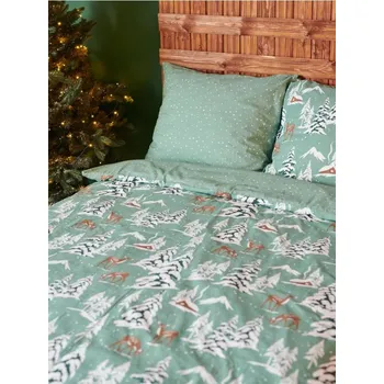Povlečení Sinsay - Sada bavlněného povlečení s vánočním motivem - zelená - 549EA-07X - 549EA-07X-ONE