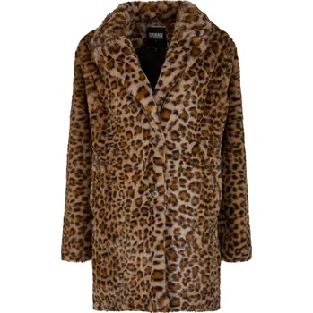 Dámský kabát Kabáty z Urban Classics - Dámský oversized kabát z mitace kožešiny s leopardím potiskem - Ženy - leopardí