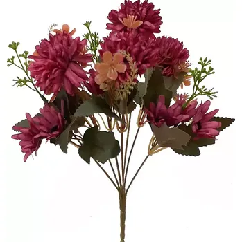 umělá květina Dekorace - Chryzanthema 7 květů 30cm vínová