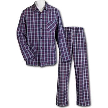 Pánské pyžamo LUIZ Pánské pyžamo na knoflíky -Popelín- Charles 328 Velikost: 56