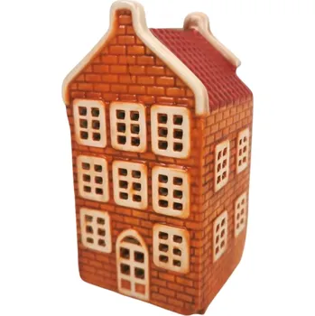 Keramický domeček LED cihlový, 10,7 cm