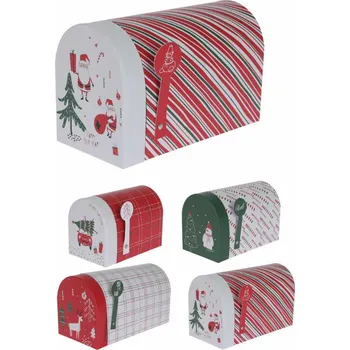 Dárková krabička Vánoční krabičky ve tvaru poštovní schránky (set 4ks)