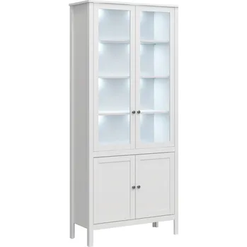 Policová skříň Slevadoma Prosklená vitrína SHAEL 2D2W bílá