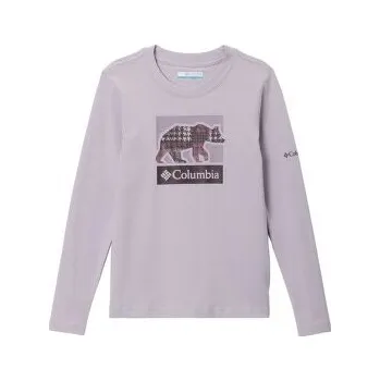 Chlapecké tričko Columbia Hazeldel Hill Long Sleeve Graphic Tee Girls Lavender Pearl, Barely Printed 551 fialová S