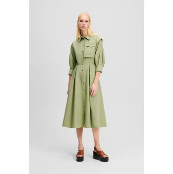 Dámské šaty ŠATY KARL LAGERFELD CARGO SHIRT DRESS OIL GREEN