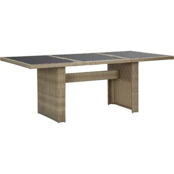 Zahradní stůl zahrada-XL Zahradní jídelní stůl hnědý 200 x 100 x 74 cm sklo a polyratan 310141