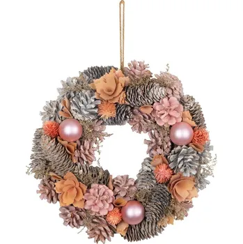 Vánoční dekorace Veniec MagicHome Vianoce, závesný, ružovo-oranžový, 30 cm