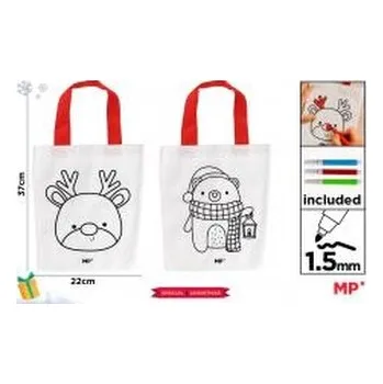 Set školních potřeb Torba świąteczna do malowania + flamastry - miś...