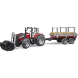 Bruder Traktor Massey Ferguson 7480 s čelním nakladačem a přepravníkem klád