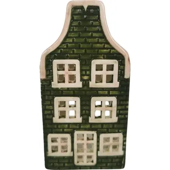 Keramický domeček na svíčku zelený, 14 cm