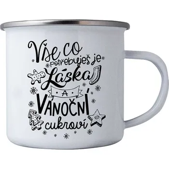 Vánoční plechový smaltový hrnek 350 ml v krabičce - Láska a Vánoce