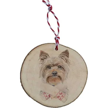 Vánoční dekorace Dřevěná vánoční ozdoba - Jorkšírský Teriér