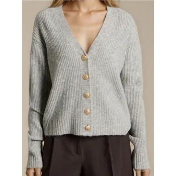 Oblečení a móda Sinsay - Kardigan s ozdobnými knoflíky s příměsí vlny - šedá - 457FJ-9MM - 457FJ-9MM-M