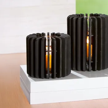 kempingová lampa Dřevěná lucerna, černá, 18 cm 496282