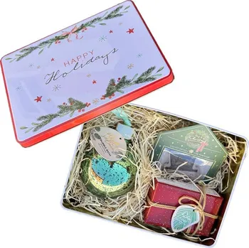 Vánoční dekorace Vánoční plechový box Happy Holidays