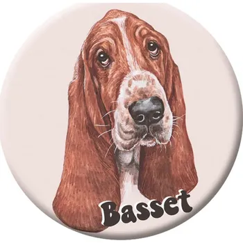 Button (placka) se špendlíkem 44 mm - Basset