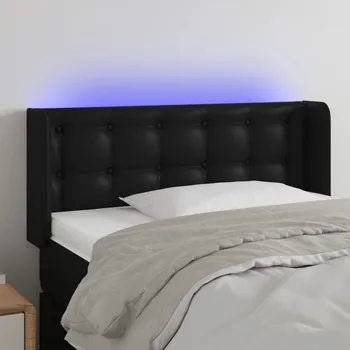 Čelo postele s LED černé 93 x 16 x 78/88 cm umělá kůže IM_3123314