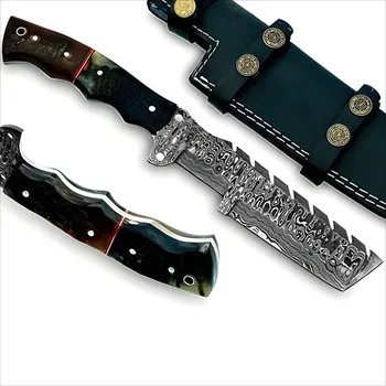 Kuchyňský nůž IZMAEL Damaškový outdoorový nůž DN 38749 Hnědá 18 cm