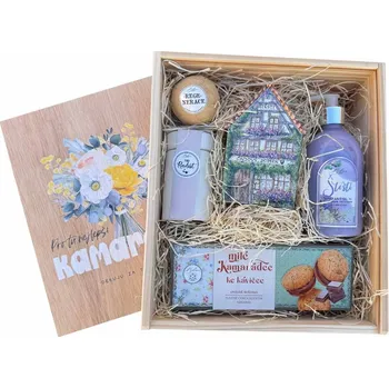 Dárkový potravinový koš Dřevěná dárková bedna pro nejlepší kamarádku XXL