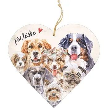 Dekorační dřevěné srdce 12 cm – Psí láska