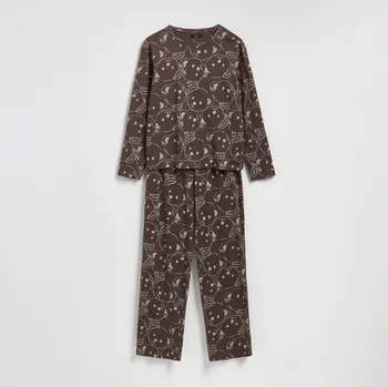 Dámské noční prádlo Reserved - Vzorované dvoudílné pyžamo - hnědá - 231EY-88X - 231EY-88X-M