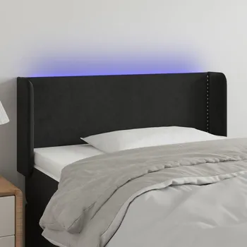 Čelo postele s LED černé 93 x 16 x 78/88 cm samet IM_3123134