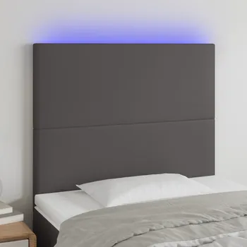 Čelo postele s LED šedé 80x5x118/128 cm umělá kůže IM_3122220