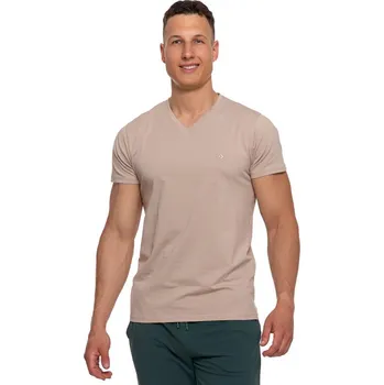 Pánské tričko Pánské bavlněné triko Slim fit Premium béžové XXL