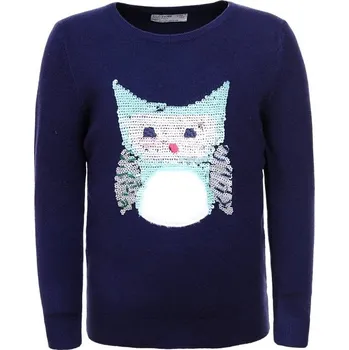 Dívčí svetr Dívčí svetr GLO-STORY SOVA s flitry tmavě modrý Modrá, Velikost: 104 104