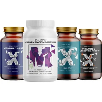Doplněk stravy BrainMax 2v1: Imunita a hořčík, výhodný balíček + doprava zdarma Balíček pro podporu imunity s vitamíny D3, C a zinkem společně s hořčíkem, doplněk stravy