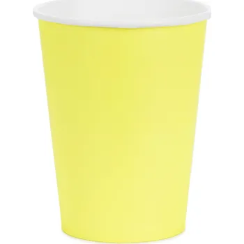 Party nádobí Papírové kelímky žluté 250 ml – 6 ks, jednorázové