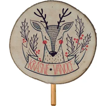 Dřevěný zápich ke květině a dekorace 30 cm - krásné Vánoce