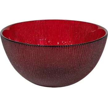 MISKA LESKLÁ ČERVENÁ S GLITRY D15*7CM 0.5L