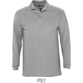 Pánské tričko SOL's Collection Polokošile Winter II, piqué, dlouhý rukáv, pánská COT25135307704-grey melang XL Melír šedá
