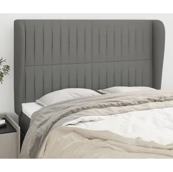 Čelo postele typu ušák tmavě šedé 147x23x118/128 cm textil IM_3118193