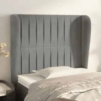 Čelo postele typu ušák světle šedé 103x23x118/128 cm samet IM_3118236