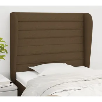 Čelo postele typu ušák tmavě hnědé 103x23x118/128 cm textil IM_3118089