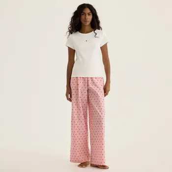 Reserved - Dvoudílná pyžamová souprava se srdíčky - krémová - 990HD-01X - 990HD-01X-XL