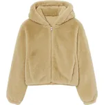 Mikina s kapucí na zip z Urban Classics - Dámská mikina z imitace kožešiny - Ženy - písková