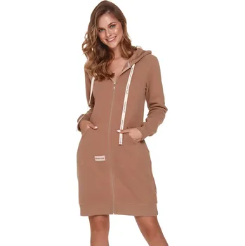 Dámské oblečení Dámský župan na zip Doctor Nap SMZ.9756 s kapucí Barva: Šedá, Velikost: XL