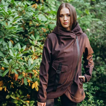 Dámský kabát Dámský krátký čokoládový softshell kabátek Velikost: S